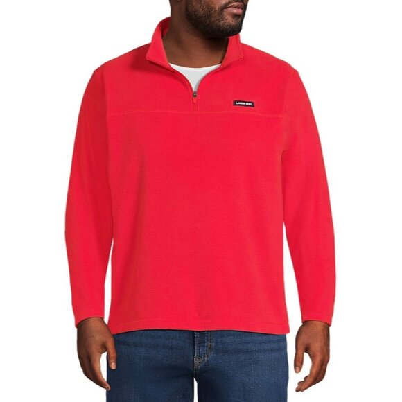 LANDS' END Red Quarter Zip Men's Anyweather Pullover Long Sleeve Fleece Size XXL - Picture 1 of 7